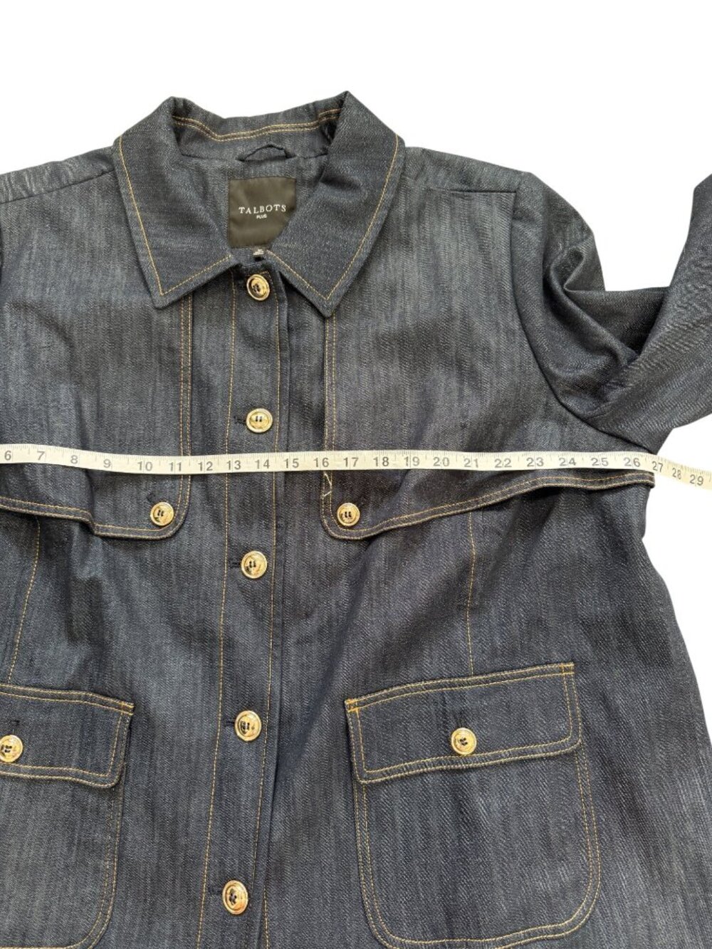 Talbots Plus Womens 3X Refined Denim Short Trench Coat Utility Jacket Barn NEW - Picture 7 of 8